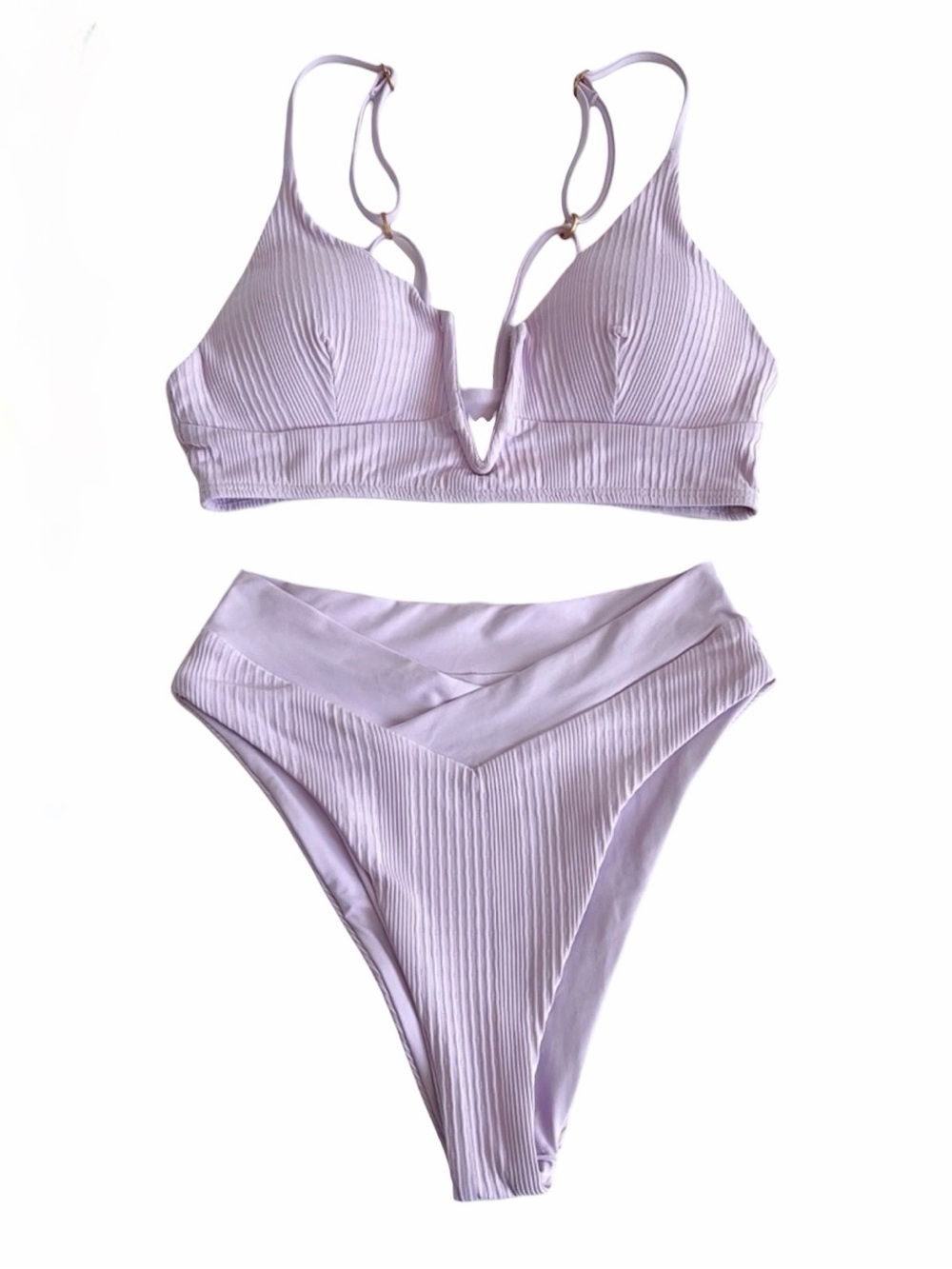 L*Space Peony Siren Top (M) + Court Bitsy Bottom (XS) Bikini Set | Pointelle Rib